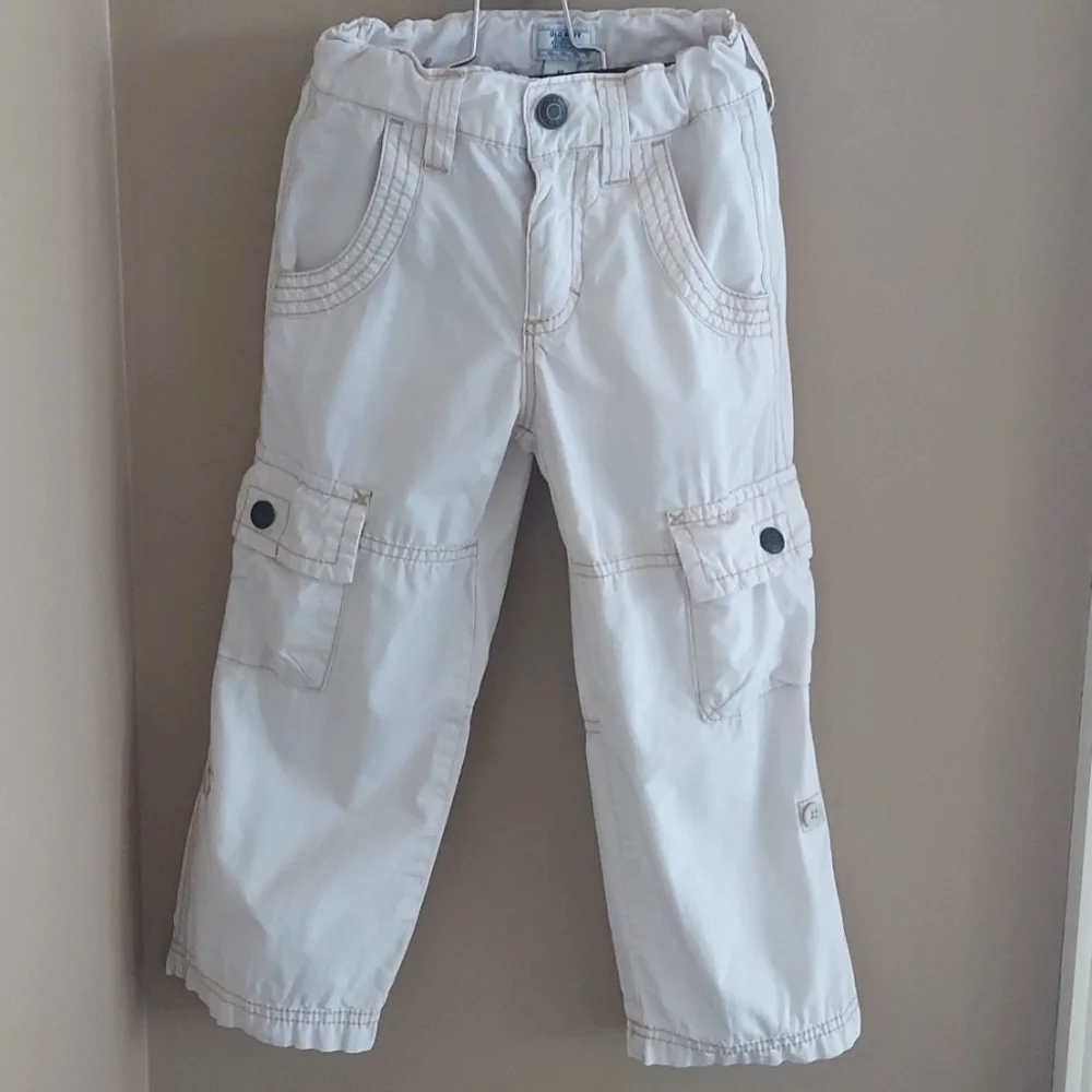 Old Navy light weight rolled up cargo pants adjustable waist - light beige - 3T